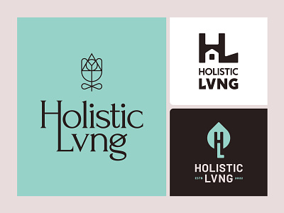 HLVNG candle care essentials flower holistic home house leaf living logo monogram natural nature personal product