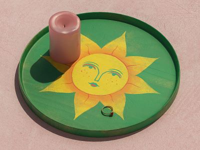 Sun Tray 3d 3d modeling art art direction c4d candle cgi cinema4d design digital art digitalart maxon redshift render set set design substance painter zbrush