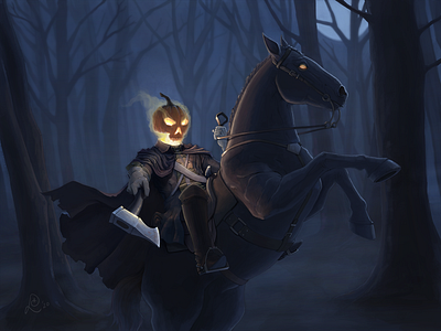 Halloween 2020 apple pencil art digital art digital painting drawing halloween hatchet headless horseman horror illustration ipad jack o lantern moonlight pumpkin scary spooky