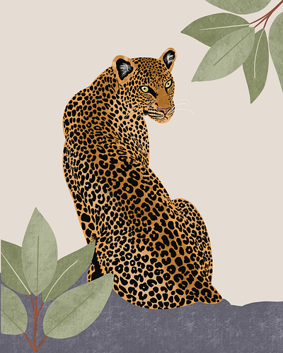 Leopard digital art digital illustration digital painting jungle leopard leopard print nature wild animal wildlife