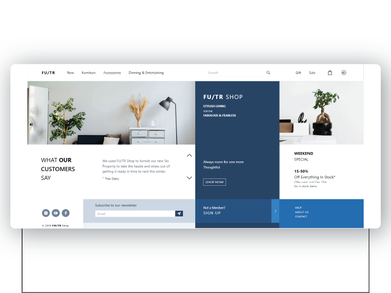 FU/TR Shop — Editorial E-commerce Concept furniture landing page ui web webdesign website website design