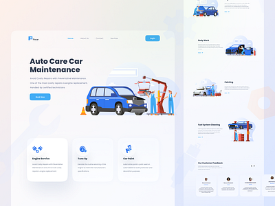 Auto Care Car Maintenance automotive car character design flat hero icon illustration illustration kit landing landing page repair ui vector web website