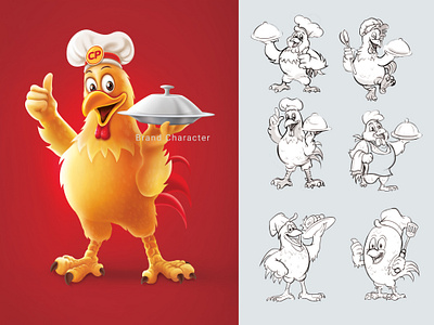 Brand character - CP. Chicken brand character cartoon chicken digital painting illustrator photoshop art