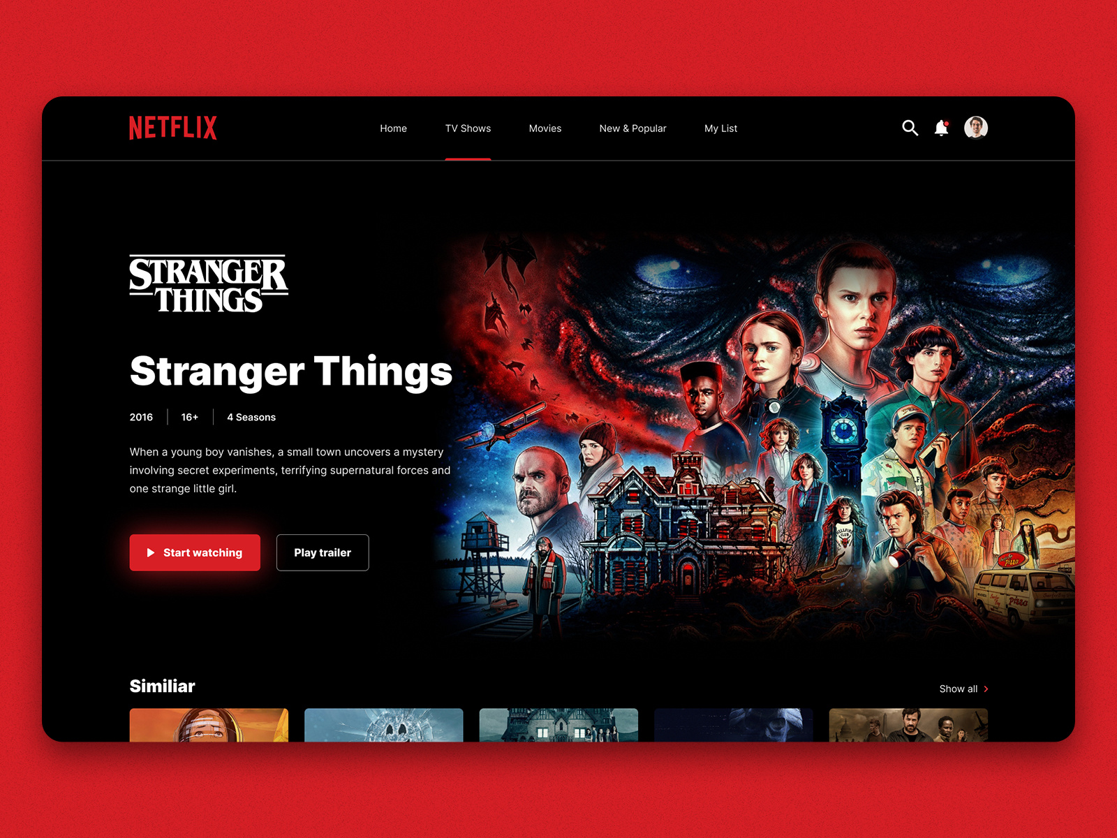 Example of Netflix - Landing page redesign