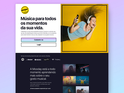 Mooday - Landing Page ai artificial intelligence landing page landingpage music streaming ui
