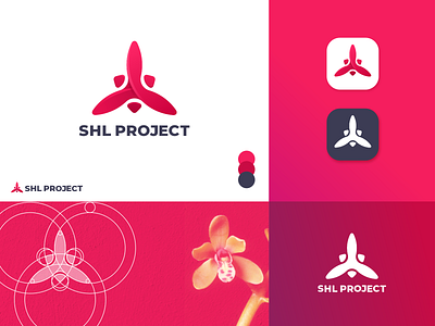 SHL Project Logo Design app design blogger brand identity branding design golden ratio logo hartinah icon identity identity branding logo logo design logos minimalist design minimalist logo orchids red