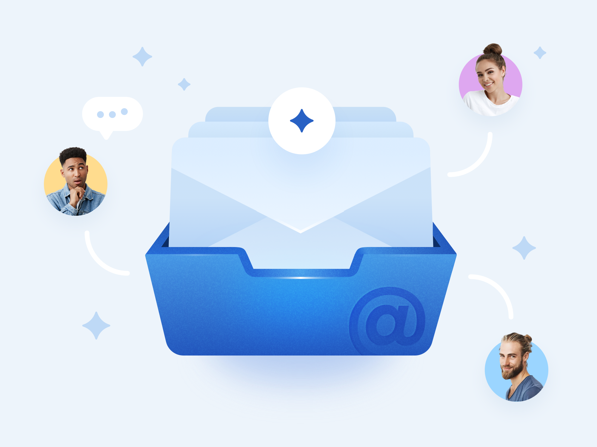 Example of Tinkerbell - smart & modern email agent illustration KV