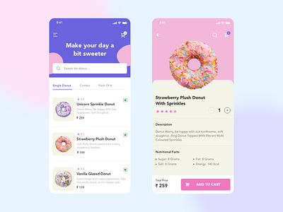 Donut Shop app donut food delivery shop ui ux