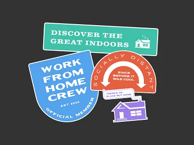 2020 Sticker Pack 2020 2020 design badge branding coronavirus covid digital illustration great indoors great outdoors home illustration remote work sticker sticker badge sticker design sticker mule stickermule stickers typography work from home