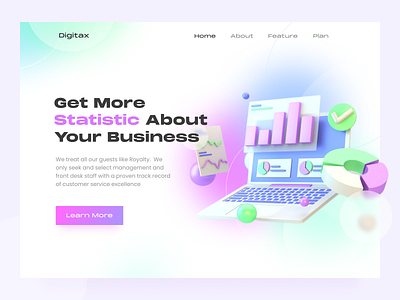 Digitax Header Exploration 3d analytic chart cinema4d flat gradient header illustration landing page screen statistic website