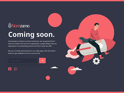 Nomzamo Coming Soon branding coming soon design form illustration minimalist nomzamo sketch ui userinterface