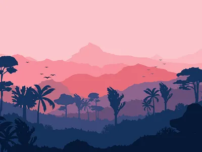 Calm Mountain Forest Wild Nature Scene Landscape Monochrome calm design flat forest illustration landscape monochrome mountain nature scene wild