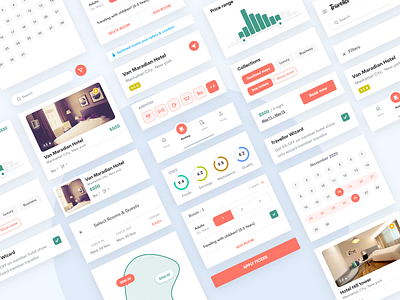 Mobile App UI Components add new branding calendar ui cards ui component design dailyui design system dribbble icons ios mobile apps navigation bar progress ratings search bar stats travel app ui design