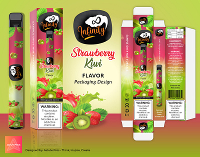 Strawberry Kiwi Vape Flavor adobe indesign adobe photoshop graphic design illustration layout format package packagedesign packaging packaging design packaging mockup print print design