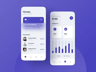 Mobile Banking App app clean concept dailyui design flat gradient icon ios app design minimal mobile banking typography ui ux vector