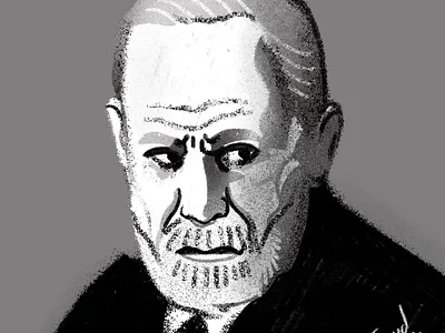 Freud character editorial illustration illustrator people philosopher portrait portrait art portrait illustration portrait painting portraits thinker