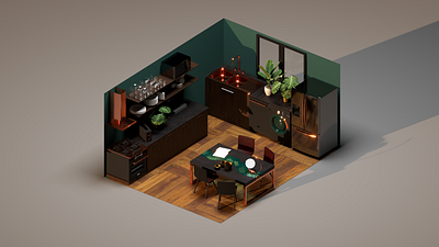 Isometric kitchen 3d 3dmodel c4d cinema4d isometric kitchen room