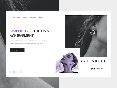 jewelry shop concept business concept design e commerce ecommerce jewelry minimal minimalism minimalist online shop purple shop typography ui ux web web design webdesig website