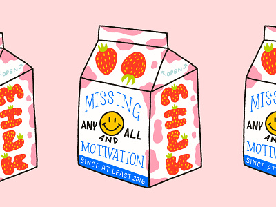 Missing on a Milk Carton depression design hand lettering illustration mental health milk motivation strawberry