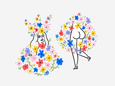 Midsommar 😂🌼🌸💧👀👄🌿🍑🌼🌸 butt design doodle flowers funny illo illustration lol midsommar midsummer sketch woman