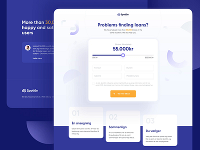 Spotlaan.dk — Landing Page customers data denmark finance landing page marketing modern motion personal banking purple saving services simple spending spotlaan ui user ux