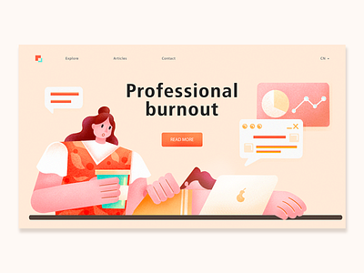 Job burnout 1 - Noise illustration app character design design flat illustration man vector web woman work