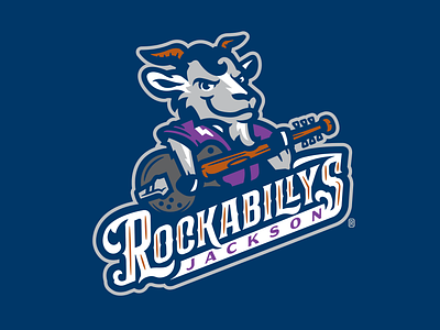 Jackson Rockabillys baseball branding design goat guitar illustration jackson logo milb sports tennessee