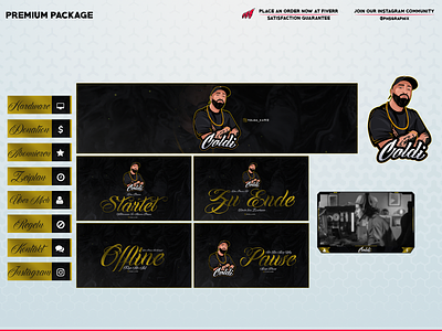 Black and gold full #twitch setup branding design illustration layout logo streaming twitch twitch overlay ui vector