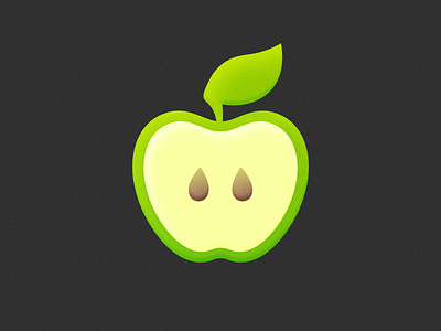 Half an Apple! 3d apple apples brand brand identity branding fruit gradient grain green healthy icon illustration logo logo design mark noise rebrand symbol texture