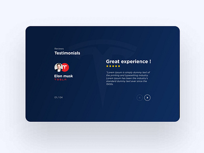 Daily Ui 9 - Testimonial Tesla app branding challenge daily ui dailyui design elon musk mobile ui reviews tesla ui user interface