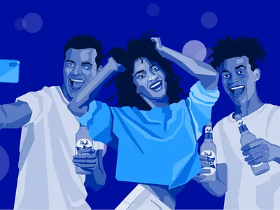 Beer Illustrations beer blue club pilsner design flat happening happy illustration selfie vector