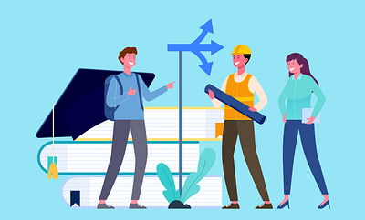 vocational engineering school background business character concept design flat illustration illustrator vector web