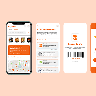 DailyUI #061 - Coupon app bright color combinations coupon dailyui dailyui061 dailyuichallenge dunkin donuts interfacedesign rewards uidesign voucher