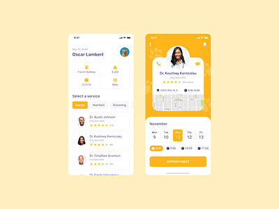 Pet App animals app appointment care design doctors interface mobile pet popular top ui ux veterinary