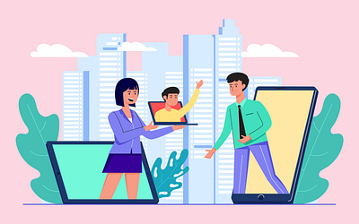 online virtual meeting character flat flat illustration flat illustrations flat vector flatdesign illustration online meeting vector vector design vector illustration vectorart video call