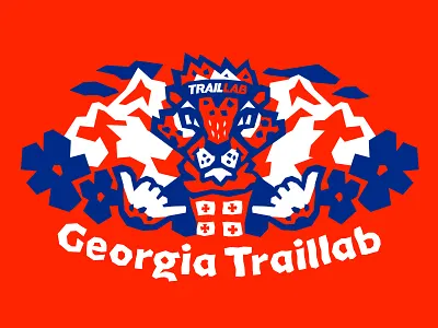 Georgia TrailLab. Mascot. branding cat character cheetah design face georgia guepard illustration jaguar mascot mountain sky running trail trail running vector