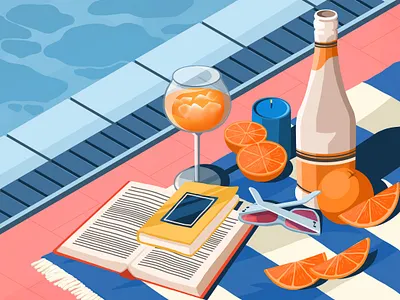Orange cocktail art artwork book candle cocktail design glass holiday illustration illustration art orange orange juice pool sun sunglasses swiming