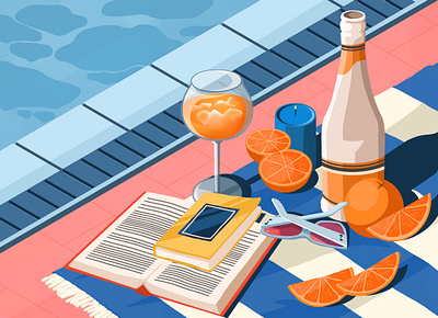 Orange cocktail art artwork book candle cocktail design glass holiday illustration illustration art orange orange juice pool sun sunglasses swiming