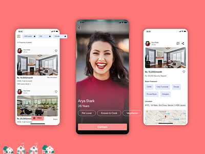 FlatMate App app design mobile design ui ux