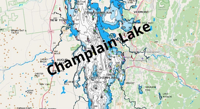 Champlain Lake depth map fishing map marine chart nautical chart