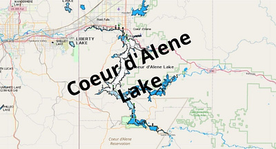 Coeur d'Alene Lake depth map fishing map marine chart nautical chart typography web