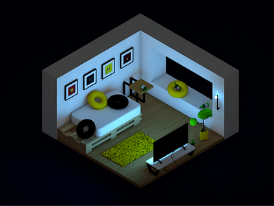 Studio Apartment | Low Poly 3D 3d 3d art 3d artist apartment brazil cinema4d diorama illustration isometric livingroom lowpoly lowpolyart render