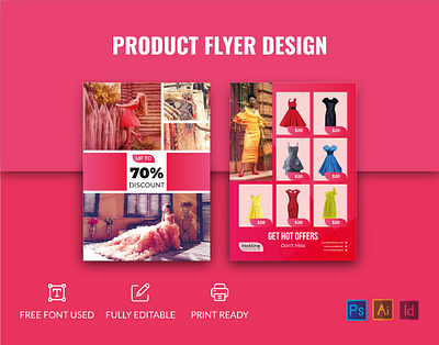 Creative Product flyer a4 a4 size business catalog clean company corporate creative customizable discount editable elegant flexible flyer market modern multipurpose pink price