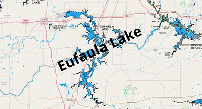 Eufaula Lake depth map fishing map marine chart nautical chart typography