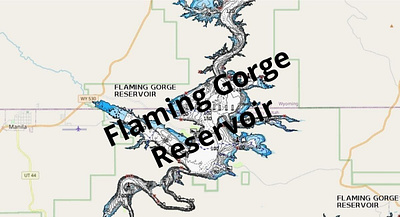 Flaming Gorge Reservoir depth map fishing map marine chart nautical chart typography