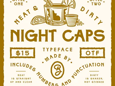 Night Caps Display Font alcohol apparel badge branding font identity illustration lettering logo new font packaging resources type typeface typography whiskey