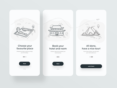 Travel app onboarding - Classic & Minimal app app design application classical classy clean clean ui illustration interaction ios minimal onboarding onboarding screen travel agency travel app traveling ui uidesign ux vintage