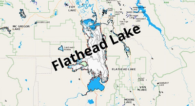 Flathead Lake depth map fishing map marine chart nautical chart typography