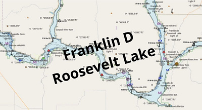 Franklin D Roosevelt Lake depth map fishing map marine chart nautical chart typography