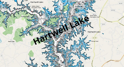 Hartwell Lake depth map fishing map marine chart nautical chart